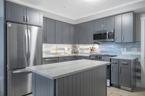 Fridge, microwave, oven, stovetop - Oceanfront 2-bedroom Condo with Private Beach! (Dennis)