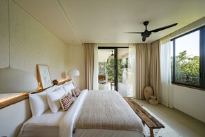 Villa de lujo, 3 habitaciones, vistas a la piscina | Sábanas de algodón egipcio, ropa de cama de alta calidad, caja fuerte