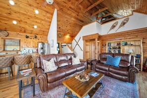 Televisión, chimenea, futbolito y libros 