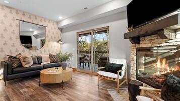 Smart TV, fireplace, video games, foosball