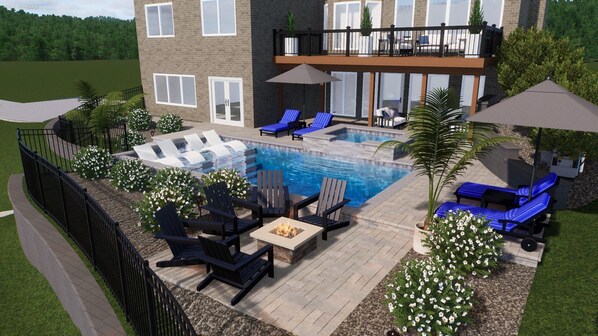 Pool - 3 Story Waterfront Brick Home w Brand New Pool/Spa, foosball, ping pong and much more (Mooresville)