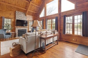 Smart TV, fireplace, table tennis, books