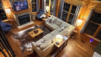 Smart TV, fireplace, table tennis, books