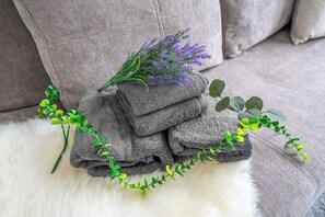 Bañera con ducha, artículos de tocador gratuitos, secador de pelo, bidet