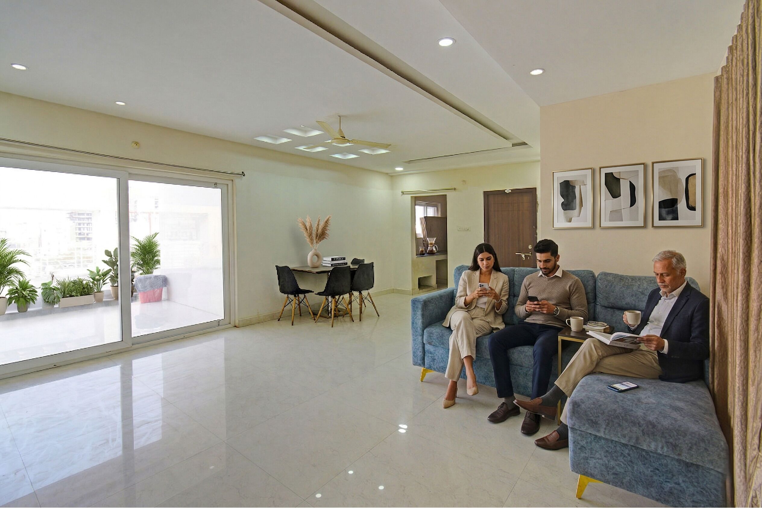 Siddeområde i lobbyen