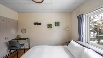 Een laptopwerkplek, een strijkplank/strijkijzer, gratis wifi