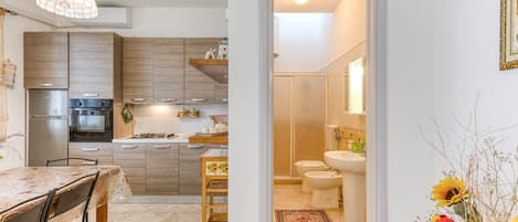 Fridge, oven, stovetop, cookware/dishes/utensils