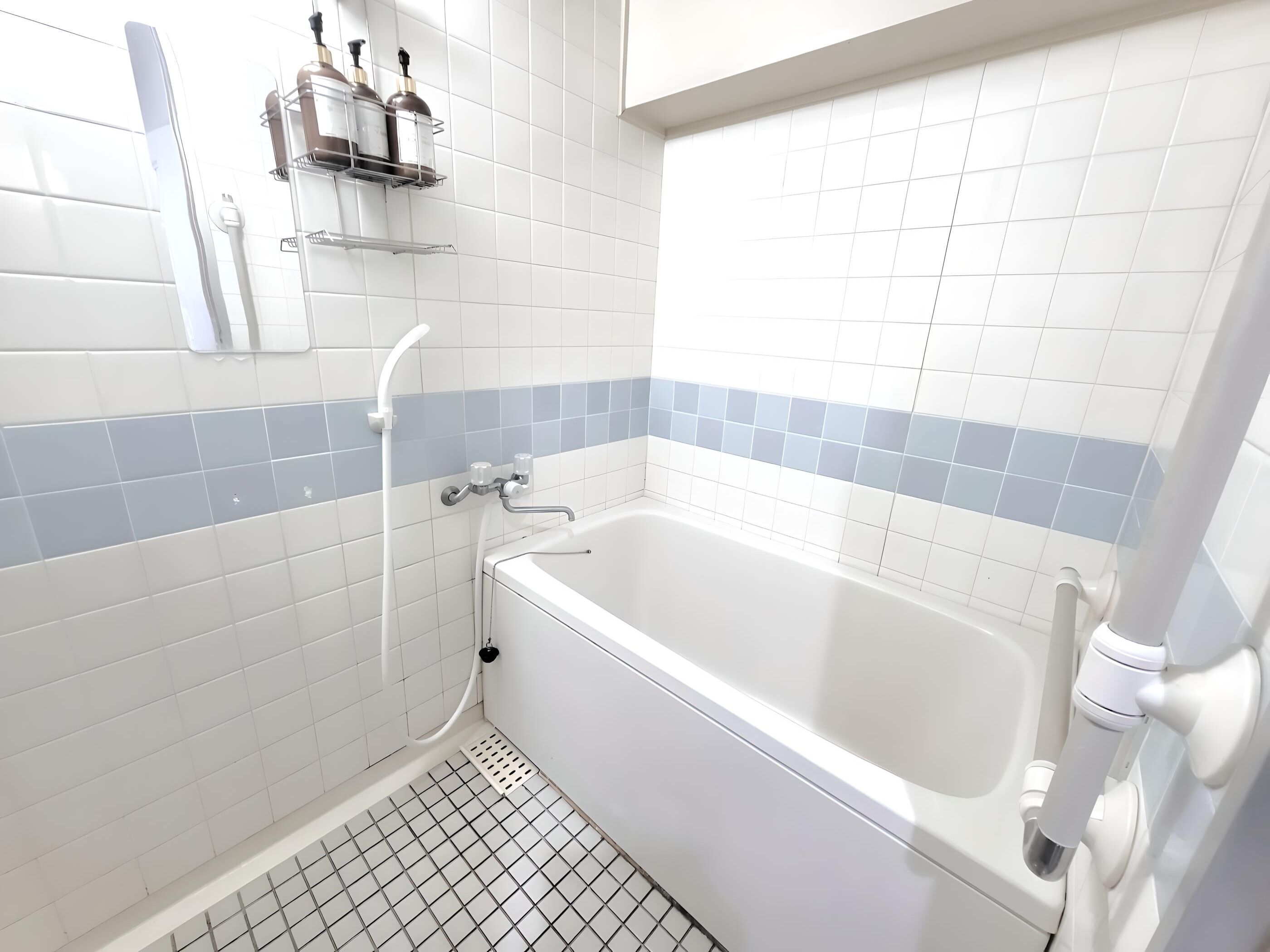 Secadora de cabello, bidet, toallas, papel de baño 