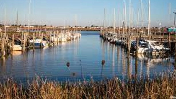 Een jachthaven met boten die aan de waterkant liggen.