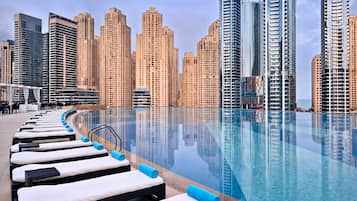 Outdoor pool, pool loungers