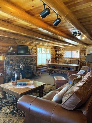 Télévision, cheminée, lecteur de DVD