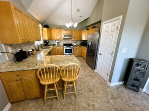 Coffee/tea maker, fridge, microwave, oven - KH101 - Immaculate - 4 bdrm, 2 bath,  private pool, westside w/ sunrise views (Kitty Hawk)
