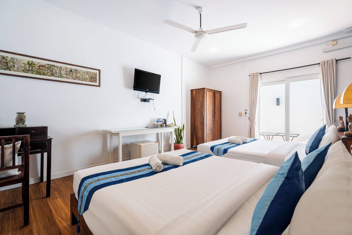 Double or Twin Room, Pool View | Minibar, in-room safe, desk, laptop workspace
