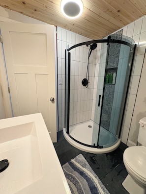 Shower, jetted bath, hair dryer, towels - Cozy 4br 3 bath home with acreage and a creek just minutes from Boyne Mountain (East Jordan)