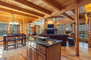 TV, fireplace - Peaceful 2BR w/Stream*Hot Tub*Fireplace*Fire Pit (Pigeon Forge)
