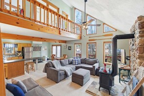 TV, fireplace - Deer Hollow Retreat | Fireplace, Bunk Bed, Game Rm (Albrightsville)