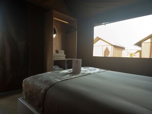 Basic Tent | Premium bedding, down comforters, iron/ironing board, free WiFi - Shumbalala Game Lodge Botswana (Gaborone)