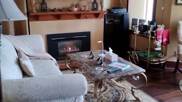 TV, fireplace