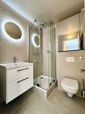 Shower, hair dryer - Bright apartment with terrace in Megève (Megève)