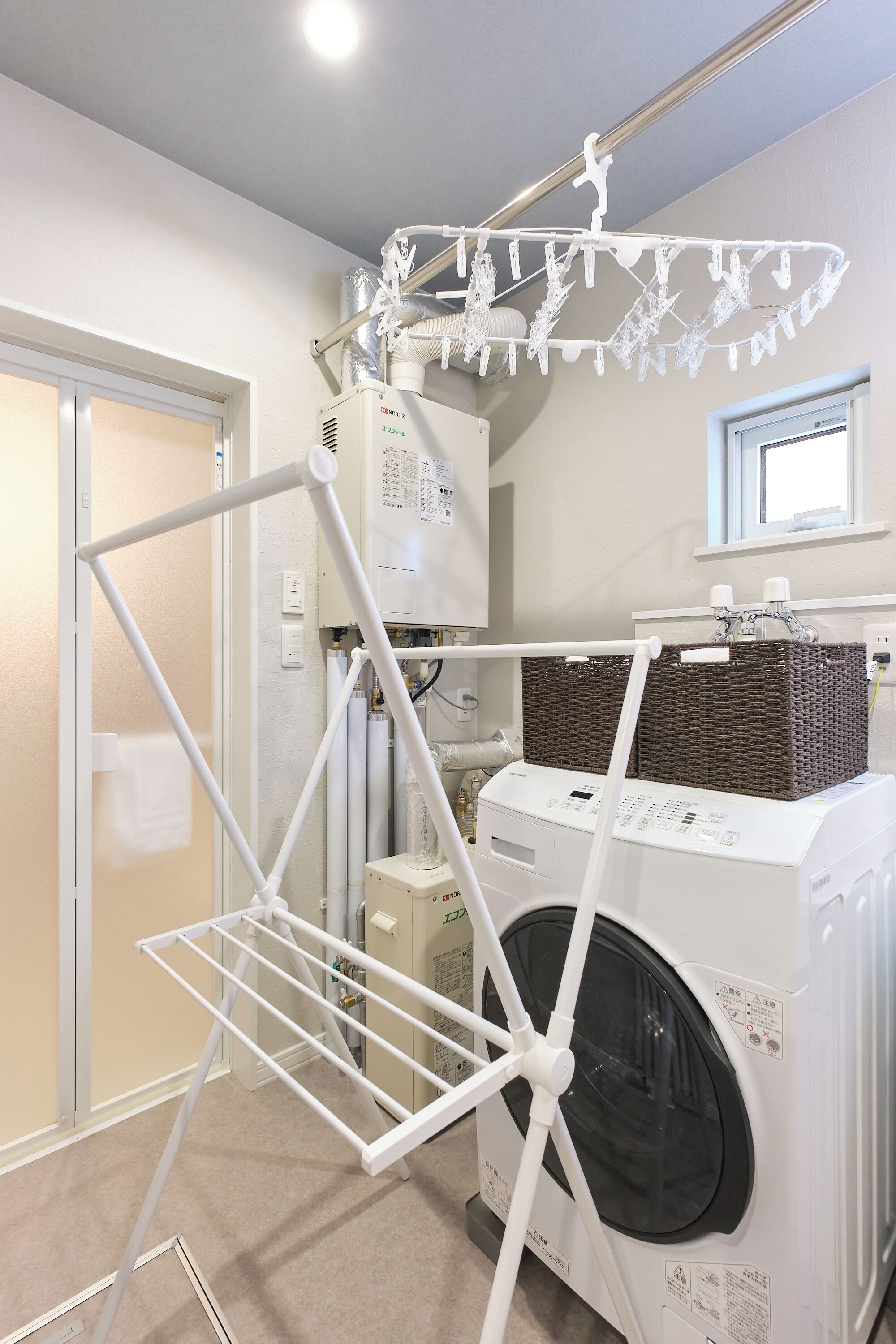 Separate tub and shower, hair dryer, slippers, towels