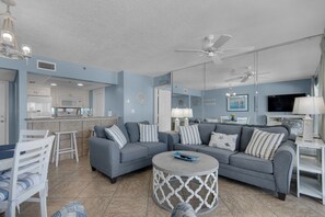 TV - Salt Air & Sweet Views - Gulf-Front Getaway with Free Beach Chair Service (Panama City Beach)