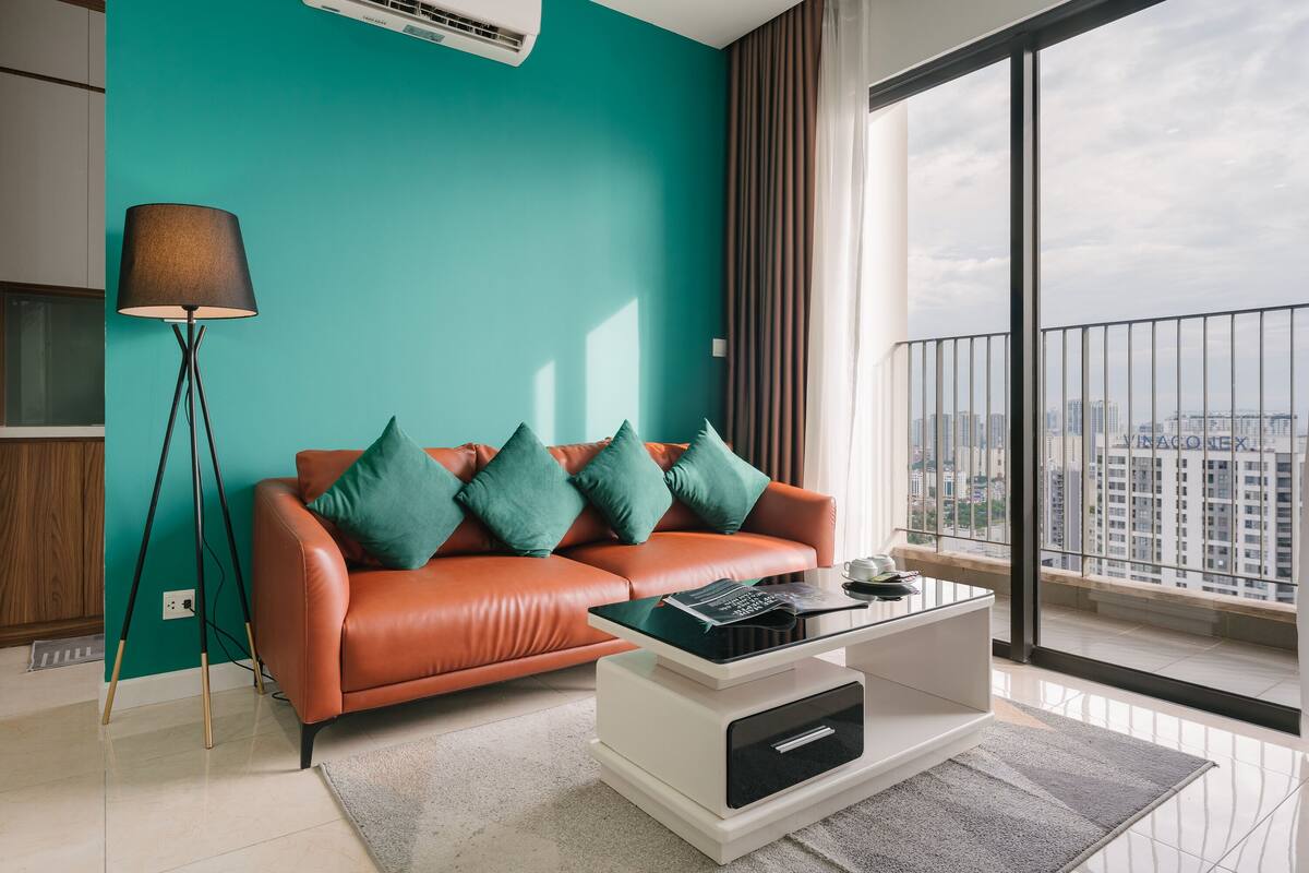 Premier Apartment, 2 Bedrooms, 2 Bathrooms, City View | Living area | 43-inch Smart TV with cable channels