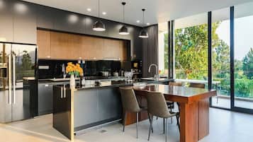 Shared fridge, microwave, espresso maker, coffee/tea maker