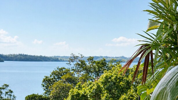 A woman in a bathtub filled with water and flower petals, overlooking a body of water and greenery. - ZEN Koggala Lakefront Boutique Retreat (Harumalgoda)