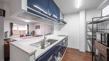 Fridge, microwave, stovetop, rice cooker