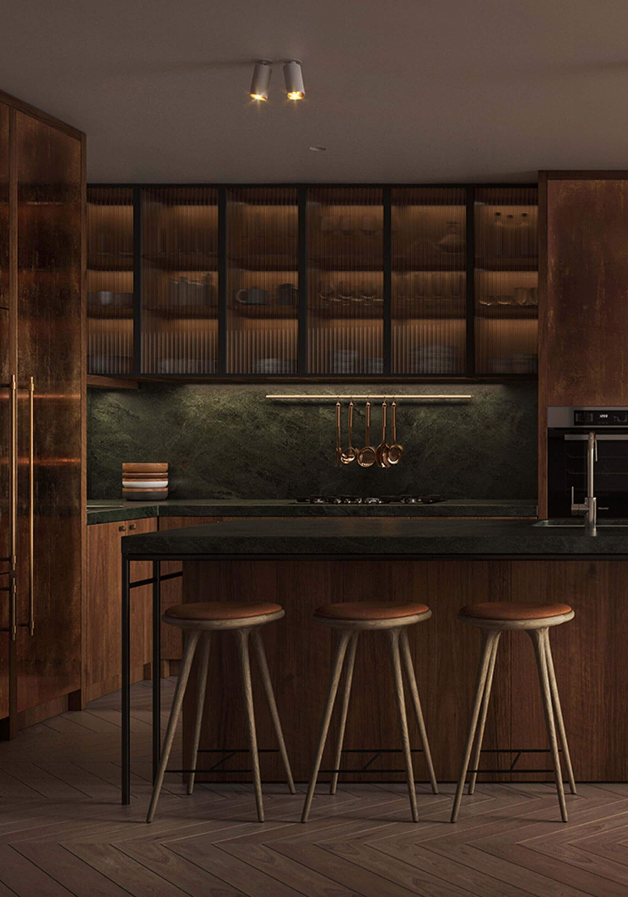 Kjøleskap, oppvaskmaskin, kjøkkenutstyr og spisebord