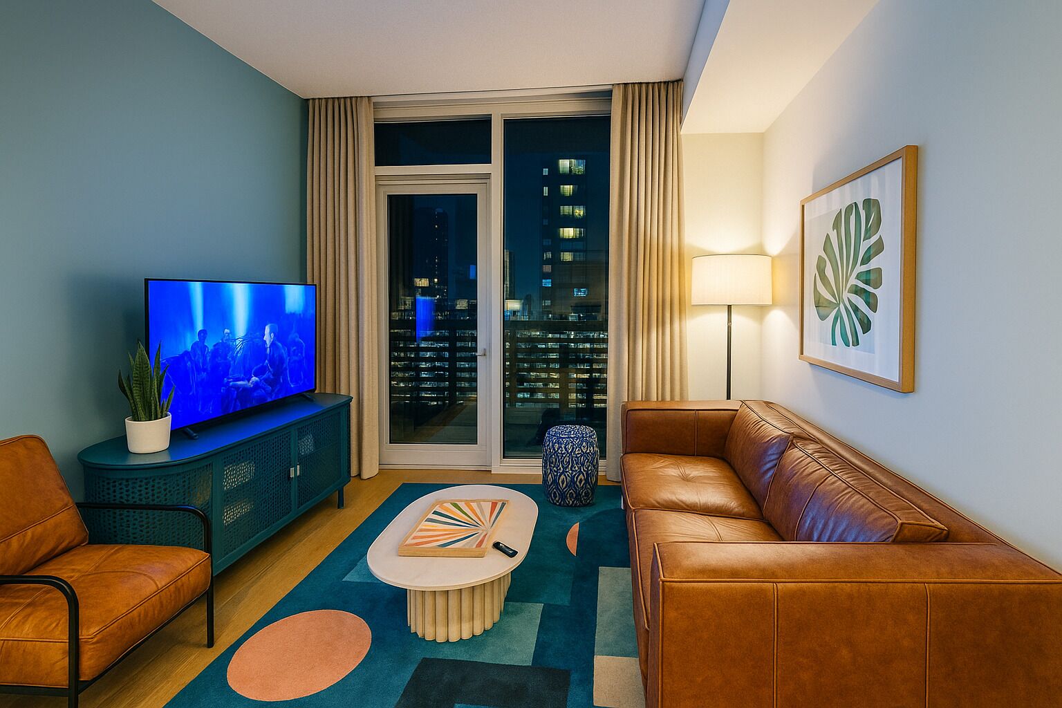 TV, fireplace, computer monitors, printers