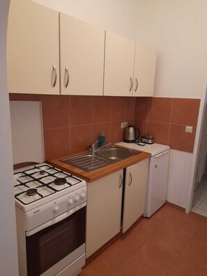 Lägenhet Basic | Eget kök | Minikylskåp, mikrovågsugn, ugn och spishäll