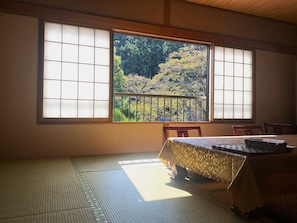 Standaard vierpersoonskamer, uitzicht op bergen | Interieur