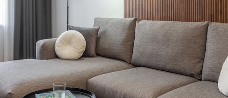 Luxury Apartment, Balcony, City View | Living area | 40-inch flat-screen TV with digital channels