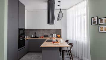 LyxlÀgenhet - balkong - utsikt mot staden | Eget kök | Vattenkokare och stÀdutrustning