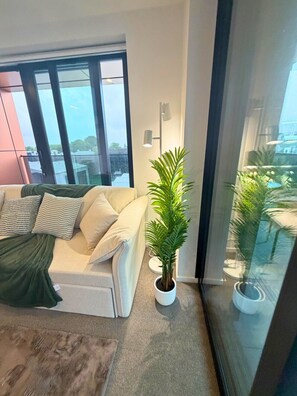 Living area - Brand-New 1BR Apartment near Te Kaha Stadium (Christchurch)