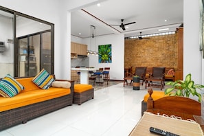 Villa, 3 Bedrooms, Private Pool | Living area | 43-inch Smart TV with digital channels, Netflix, streaming services - Sansari Villa Sanur (Denpasar)