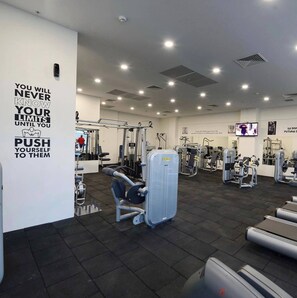 Apartment, 1 Bedroom, Accessible, Balcony | Fitness studio - 19th Floor Luxury Condo With Pool, spa & Parking (Skopje)