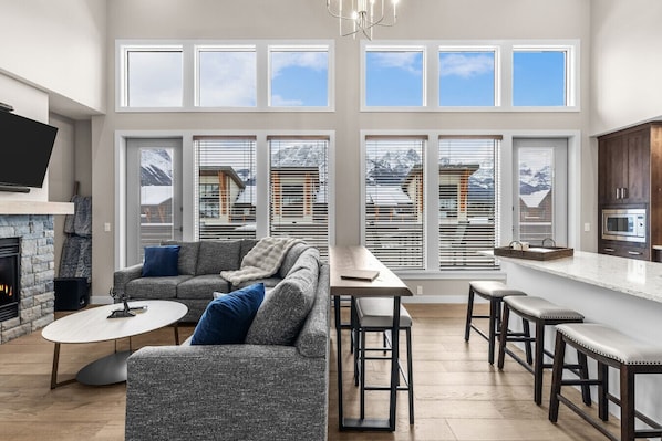 TV, fireplace - Mountains are Calling | Our Penthouse Says Hello (Canmore)