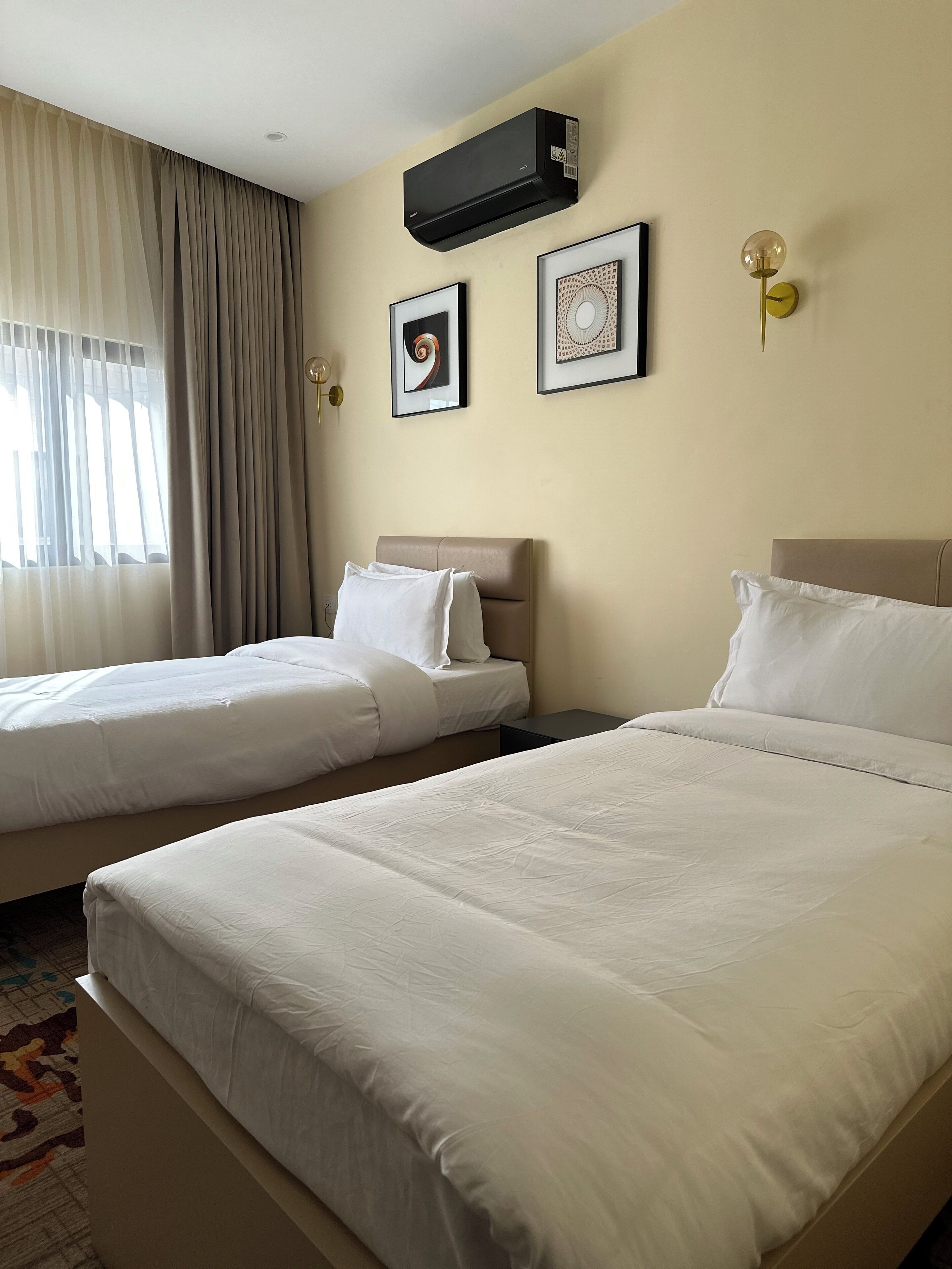 Twin Room, Balcony, City View | In-room safe, desk, laptop workspace, blackout drapes