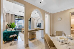 Dining - Unique Garden Apartment at Souk Al Bahar with Burj Khalifa view (Dubai)