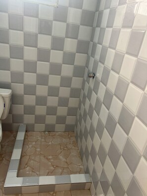 Regadera, jabón, papel de baño 