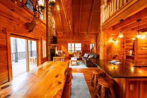 TV, fireplace, video games, table football