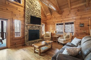 TV, fireplace, video games, foosball