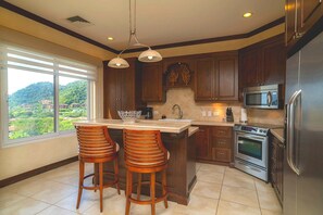 Fridge, microwave, oven, stovetop - AltaVista 3B 3 bdr Ocean View in Los Suenos (Herradura)