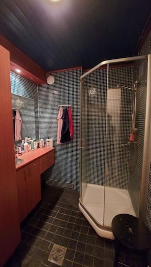 Shower, hair dryer, towels, soap - Traditional Lapland Cottage with fireplace and glass room for aurora hunting (Rovaniemi)