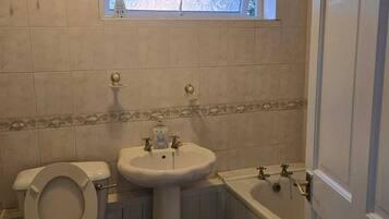 Hair dryer, towels, toilet paper