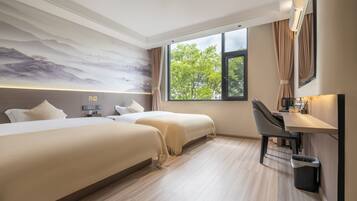 Standard Twin Room, City View | Desk, laptop workspace, soundproofing, iron/ironing board