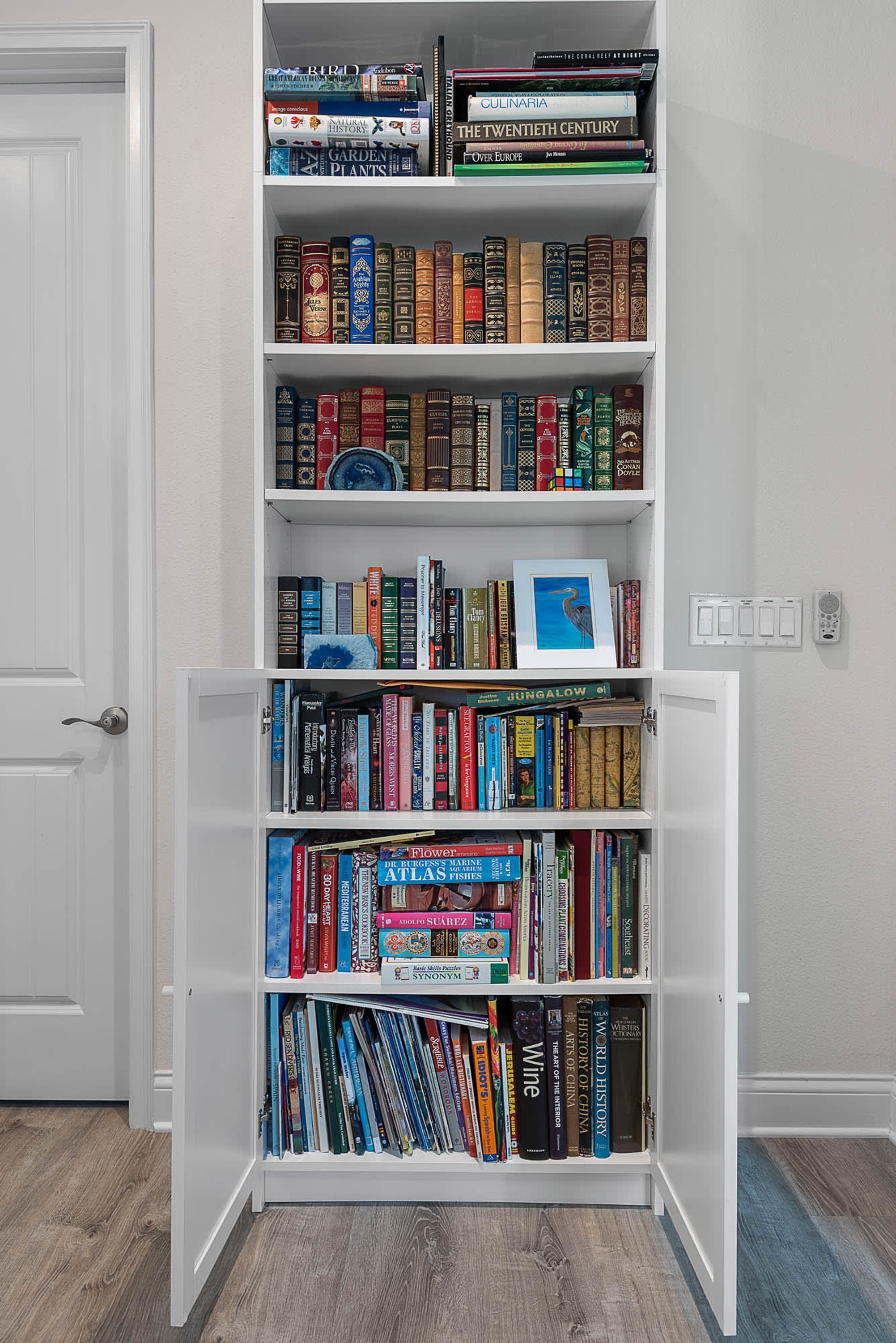 Una estantería con varios libros, incluyendo títulos como 'The Twentieth Century' y 'Jungle'.