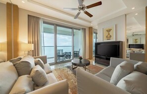 經典公寓, 露台, 海灘景 | 客廳